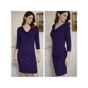 Jacob Shirred Cowl Neck Stretch Sheath Dress